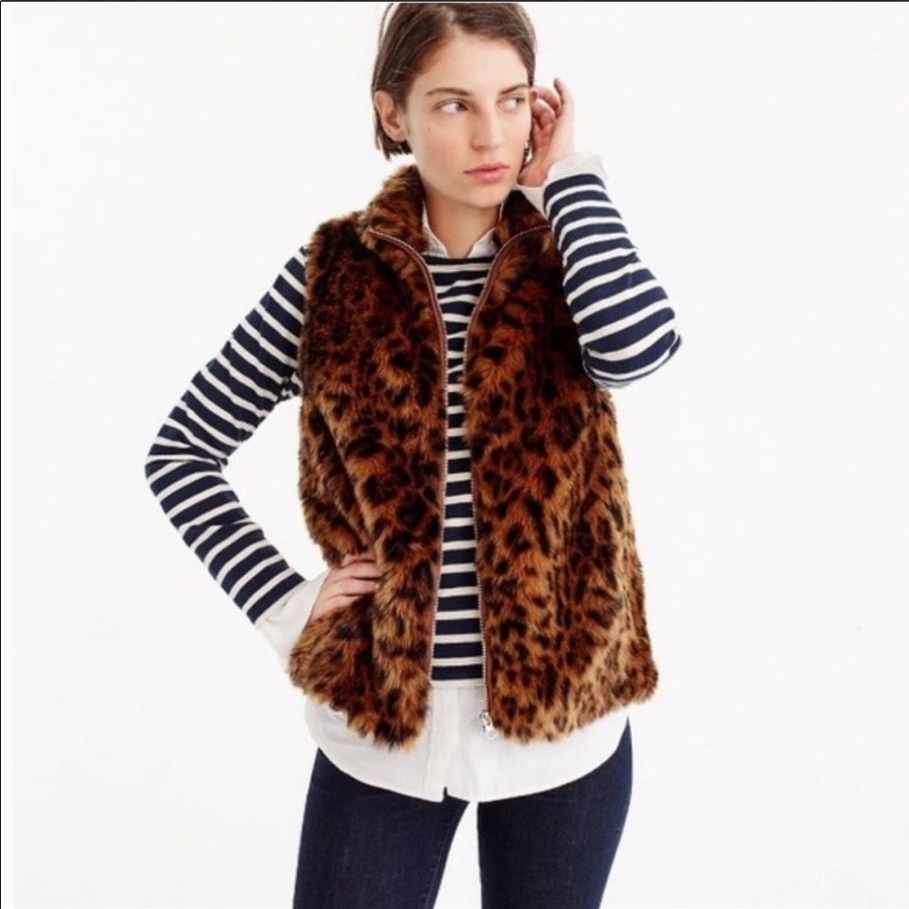 J. Crew Faux Fur Cheetah vest NWT